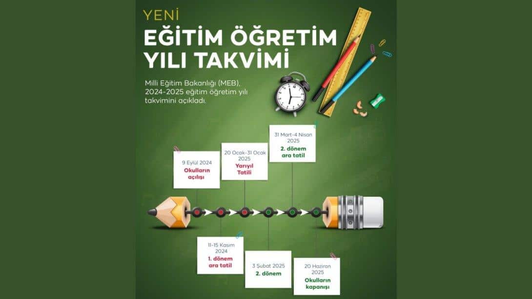 2024-2025 EĞİTİM ÖĞRETİM YILI TAKVİMİ AÇIKLANDI